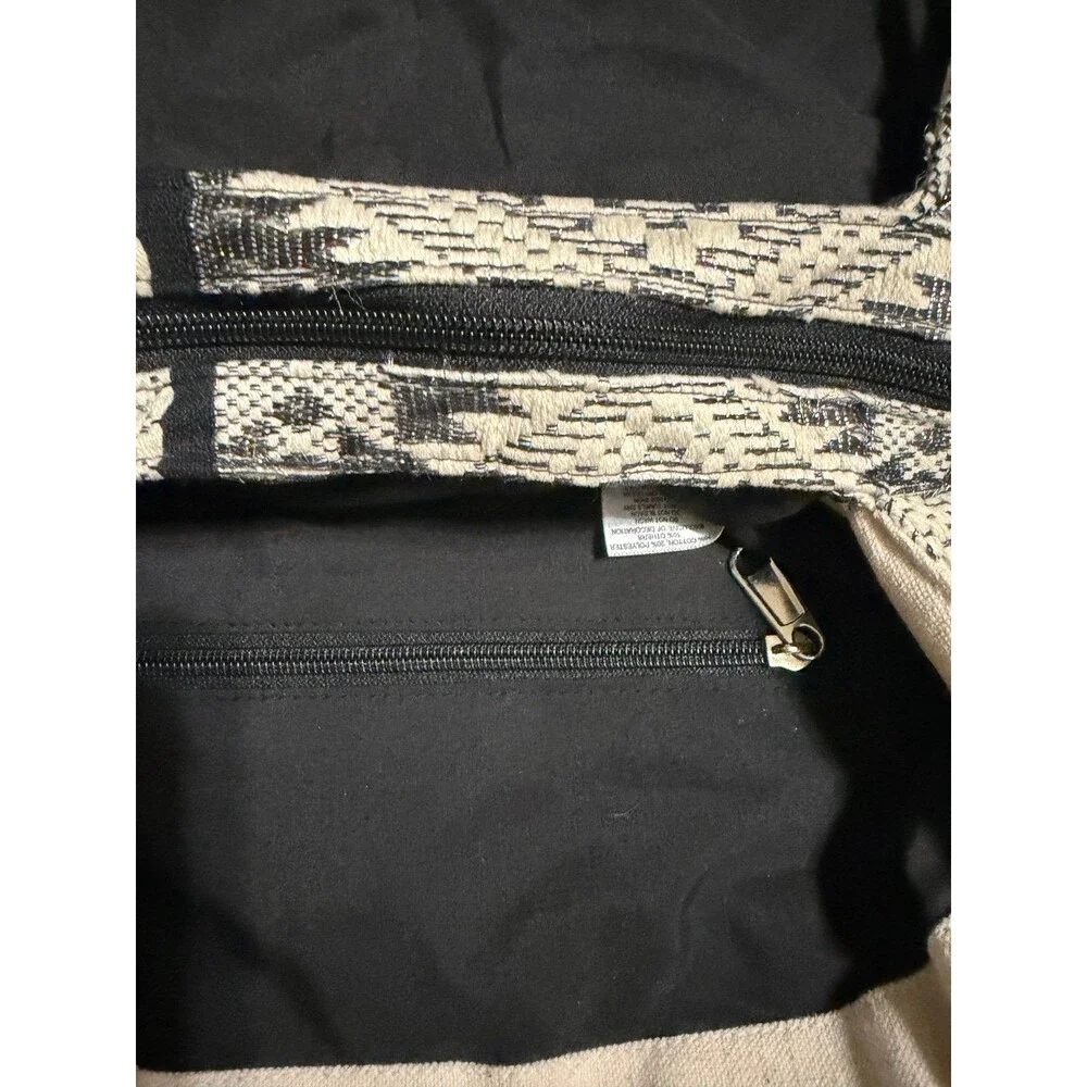 Black & White Embroidered Tote Bag | Beaded Sequin | Boho Style